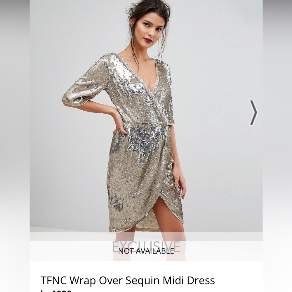TFNC LONDON wrap over sequin midi dress NYE🍾